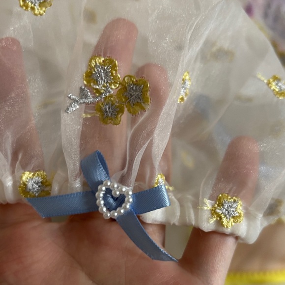 For Love And Lemons 🍋 Lavender Meadows dress Sheer Chemise in Yellow and Blue - Picture 6 of 9